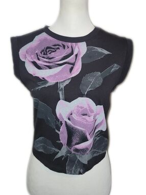 Vinyl Icons Rolled Sleeve Sleeveless Muscle Shirt Tee T-shirt, Gray Lavender M